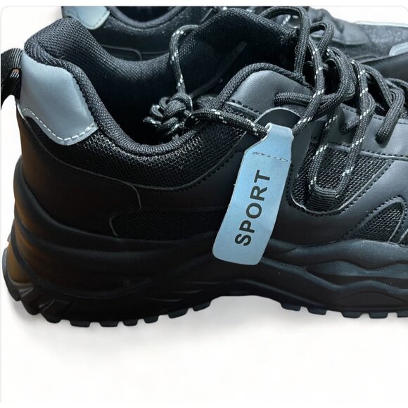 Fashion Sport Men's Athletic Black & Gray Sport Sneakers, Size 12, New - Picture 6 of 9